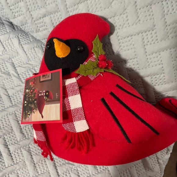 Holiday Time Red Bird Cardinal Christmas Tree Topper with Scarf New 14x10 Inches - Picture 5 of 5